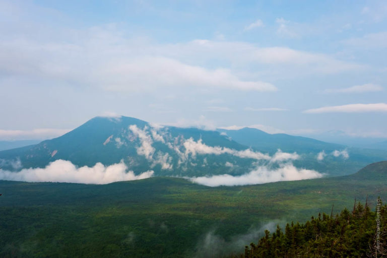 Mountains shrouded in morning mist