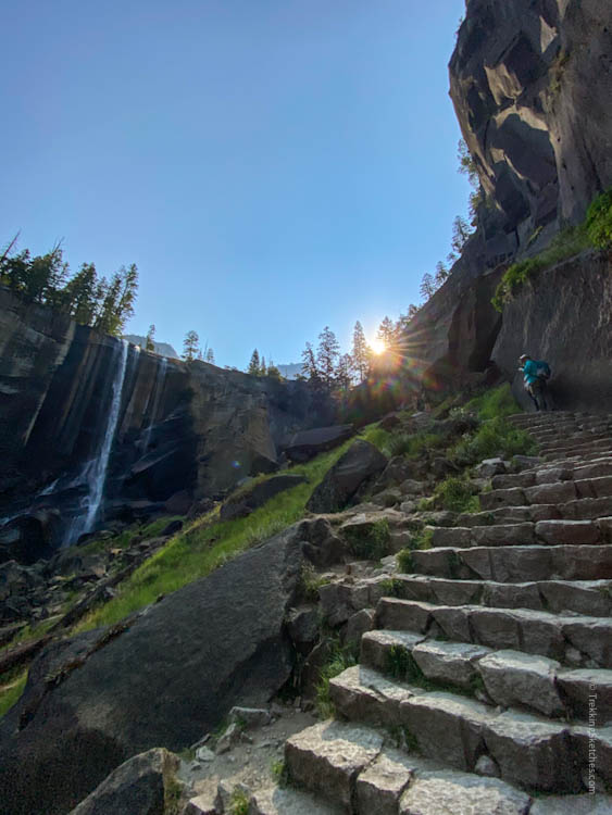 Rock stairs winding up next to Vernal Falls